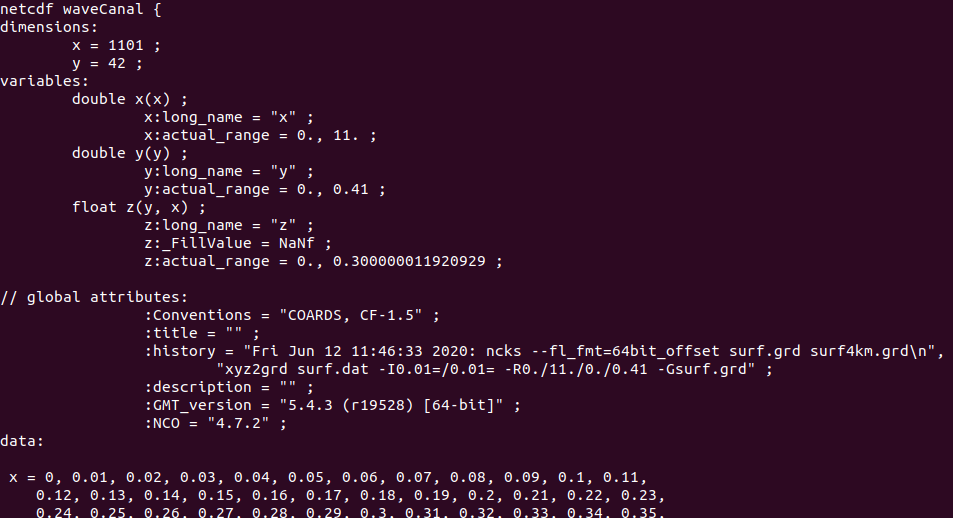 Données au sein du fichier grd